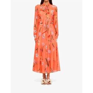 Leo Lin | Dresses | Leo Linvibrant Orange Floral Long Sleeve Dress |  Poshmark